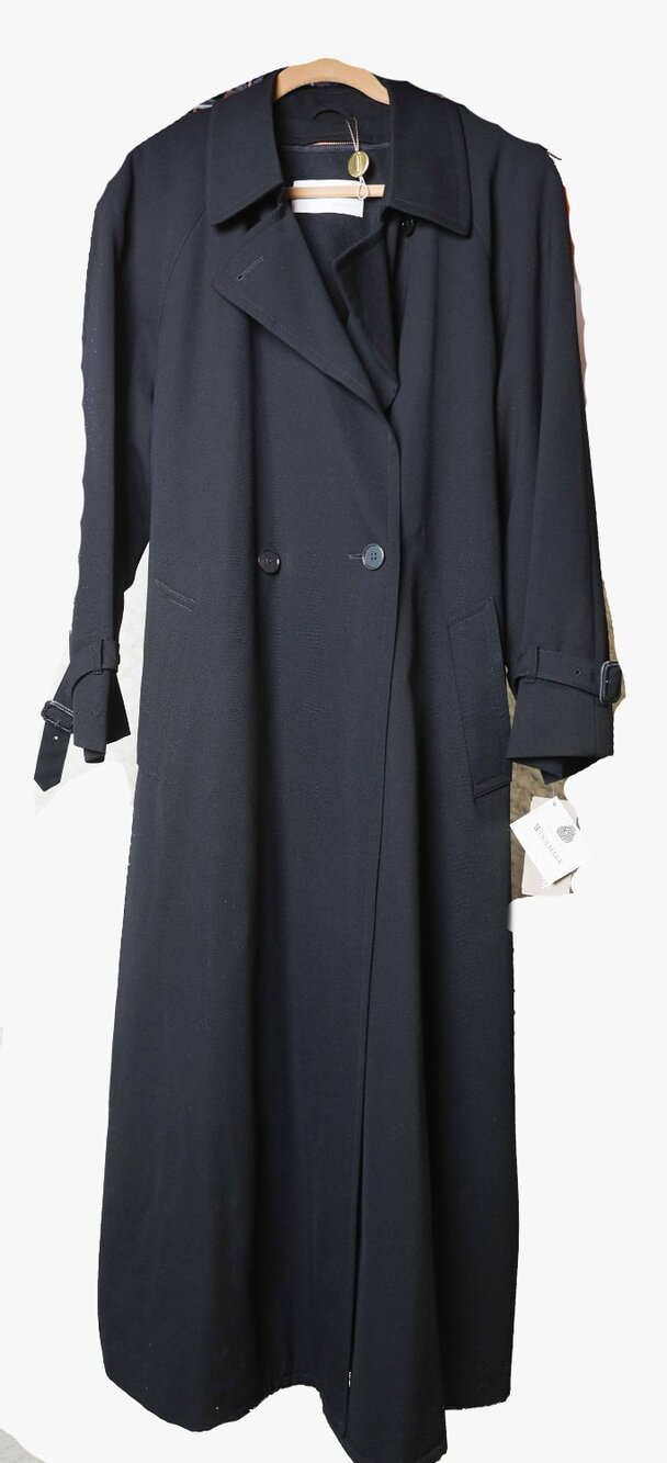NWT Jones New York Coat Womens Black Long Sleeve Belted Collared Trench Size 14